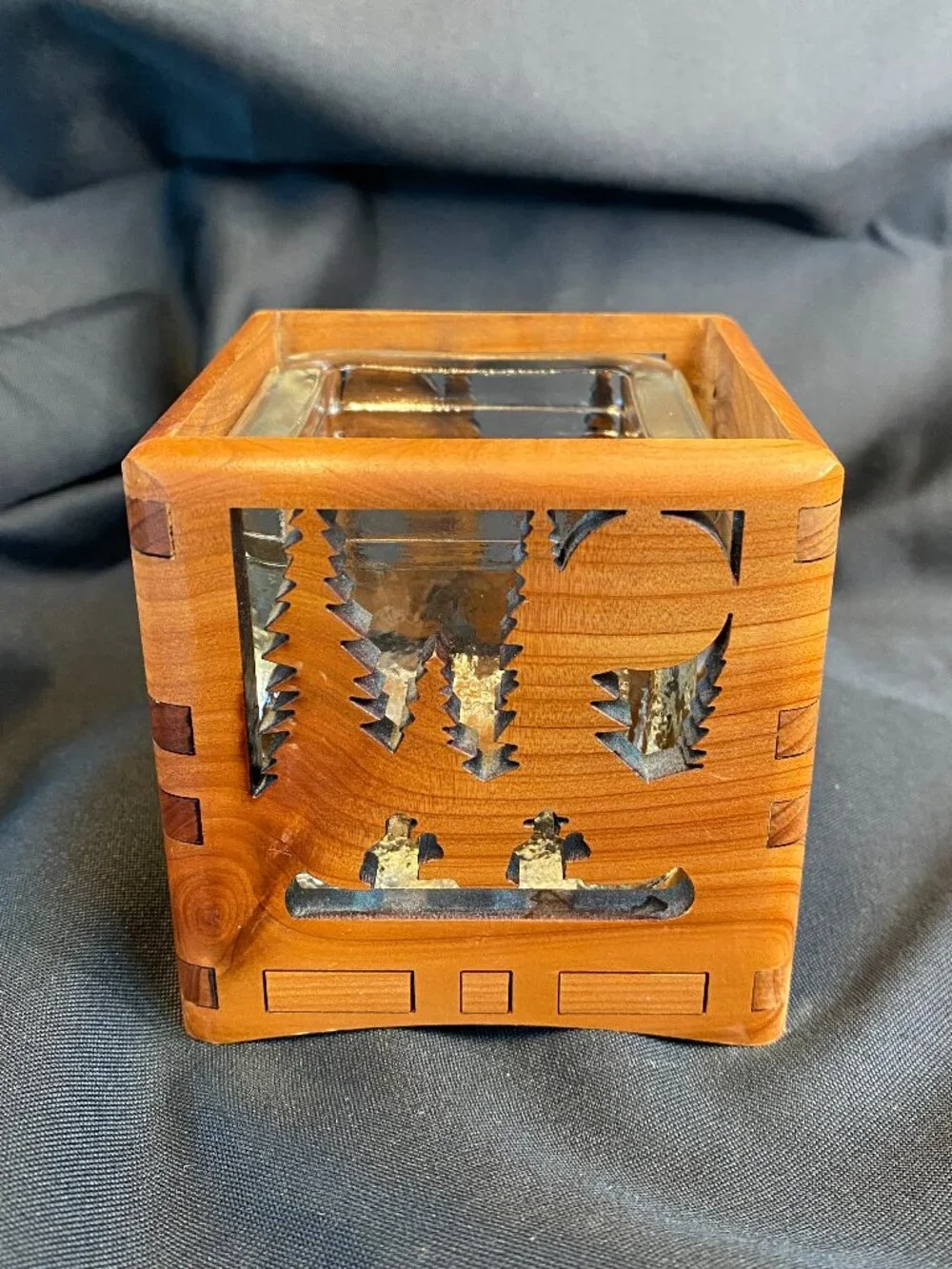 Wood You Tell Me Cedar Wood Canoe & Oars Candle Holder Cabin Decor